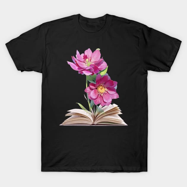 Book Of Flower, Flower Book, Flower And Book T-Shirt by LycheeDesign